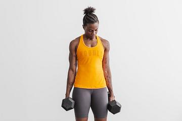 Yellow Nobull WoRacerback Tank (NEON) Women's Tanks | CA U2253Z